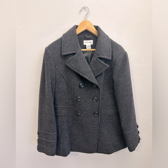 Petite X Large Dark Grey Pea Coat, St Johns Bay - Picture 1 of 16